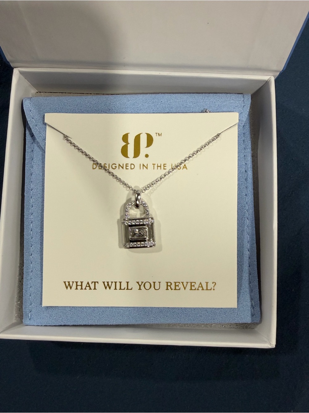 Sterling Silver Padlock Pendant Necklace - Silver